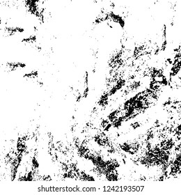 Grunge overlay layer. Abstract black and white vector background. Monochrome vintage surface with dirty pattern in cracks, spots, dots. Old wall in dark horror style design