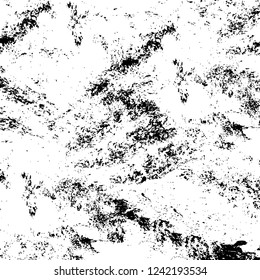 Grunge overlay layer. Abstract black and white vector background. Monochrome vintage surface with dirty pattern in cracks, spots, dots. Old wall in dark horror style design