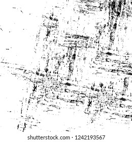 Grunge overlay layer. Abstract black and white vector background. Monochrome vintage surface with dirty pattern in cracks, spots, dots. Old wall in dark horror style design