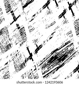 Grunge overlay layer. Abstract black and white vector background. Monochrome vintage surface with dirty pattern in cracks, spots, dots. Old wall in dark horror style design