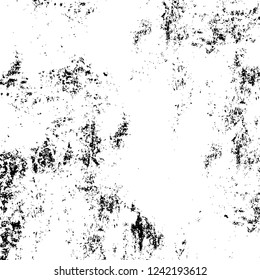 Grunge overlay layer. Abstract black and white vector background. Monochrome vintage surface with dirty pattern in cracks, spots, dots. Old wall in dark horror style design