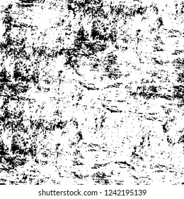 Grunge overlay layer. Abstract black and white vector background. Monochrome vintage surface with dirty pattern in cracks, spots, dots. Old wall in dark horror style design