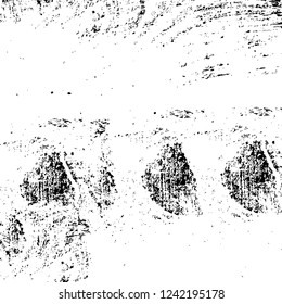 Grunge overlay layer. Abstract black and white vector background. Monochrome vintage surface with dirty pattern in cracks, spots, dots. Old wall in dark horror style design