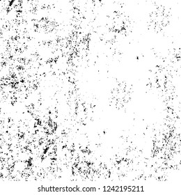 Grunge overlay layer. Abstract black and white vector background. Monochrome vintage surface with dirty pattern in cracks, spots, dots. Old wall in dark horror style design