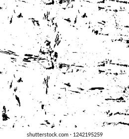 Grunge overlay layer. Abstract black and white vector background. Monochrome vintage surface with dirty pattern in cracks, spots, dots. Old wall in dark horror style design