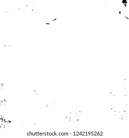 Grunge overlay layer. Abstract black and white vector background. Monochrome vintage surface with dirty pattern in cracks, spots, dots. Old wall in dark horror style design