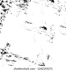 Grunge overlay layer. Abstract black and white vector background. Monochrome vintage surface with dirty pattern in cracks, spots, dots. Old wall in dark horror style design