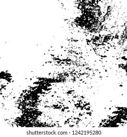 Grunge overlay layer. Abstract black and white vector background. Monochrome vintage surface with dirty pattern in cracks, spots, dots. Old wall in dark horror style design