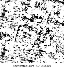 Grunge overlay layer. Abstract black and white vector background. Monochrome vintage surface with dirty pattern in cracks, spots, dots. Old wall in dark horror style design