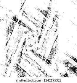 Grunge overlay layer. Abstract black and white vector background. Monochrome vintage surface with dirty pattern in cracks, spots, dots. Old wall in dark horror style design