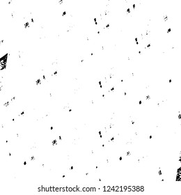 Grunge overlay layer. Abstract black and white vector background. Monochrome vintage surface with dirty pattern in cracks, spots, dots. Old wall in dark horror style design