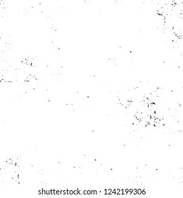 Grunge overlay layer. Abstract black and white vector background. Monochrome vintage surface with dirty pattern in cracks, spots, dots. Old wall in dark horror style design