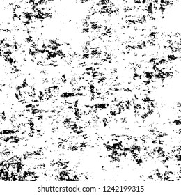 Grunge overlay layer. Abstract black and white vector background. Monochrome vintage surface with dirty pattern in cracks, spots, dots. Old wall in dark horror style design