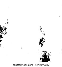 Grunge overlay layer. Abstract black and white vector background. Monochrome vintage surface with dirty pattern in cracks, spots, dots. Old wall in dark horror style design