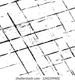 Grunge overlay layer. Abstract black and white vector background. Monochrome vintage surface with dirty pattern in cracks, spots, dots. Old wall in dark horror style design