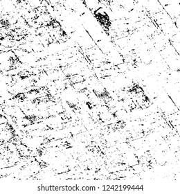 Grunge overlay layer. Abstract black and white vector background. Monochrome vintage surface with dirty pattern in cracks, spots, dots. Old wall in dark horror style design