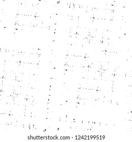 Grunge overlay layer. Abstract black and white vector background. Monochrome vintage surface with dirty pattern in cracks, spots, dots. Old wall in dark horror style design