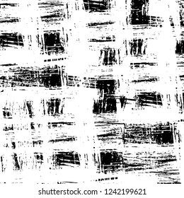 Grunge overlay layer. Abstract black and white vector background. Monochrome vintage surface with dirty pattern in cracks, spots, dots. Old wall in dark horror style design