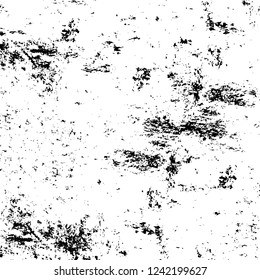 Grunge overlay layer. Abstract black and white vector background. Monochrome vintage surface with dirty pattern in cracks, spots, dots. Old wall in dark horror style design