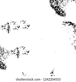 Grunge overlay layer. Abstract black and white vector background. Monochrome vintage surface with dirty pattern in cracks, spots, dots. Old wall in dark horror style design