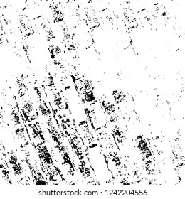 Grunge overlay layer. Abstract black and white vector background. Monochrome vintage surface with dirty pattern in cracks, spots, dots. Old wall in dark horror style design