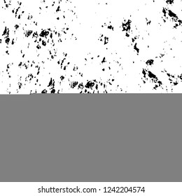 Grunge overlay layer. Abstract black and white vector background. Monochrome vintage surface with dirty pattern in cracks, spots, dots. Old wall in dark horror style design