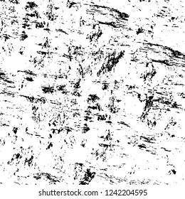 Grunge overlay layer. Abstract black and white vector background. Monochrome vintage surface with dirty pattern in cracks, spots, dots. Old wall in dark horror style design