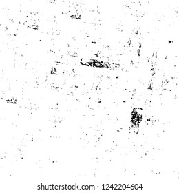 Grunge overlay layer. Abstract black and white vector background. Monochrome vintage surface with dirty pattern in cracks, spots, dots. Old wall in dark horror style design