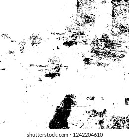 Grunge overlay layer. Abstract black and white vector background. Monochrome vintage surface with dirty pattern in cracks, spots, dots. Old wall in dark horror style design