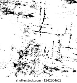 Grunge overlay layer. Abstract black and white vector background. Monochrome vintage surface with dirty pattern in cracks, spots, dots. Old wall in dark horror style design