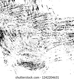 Grunge overlay layer. Abstract black and white vector background. Monochrome vintage surface with dirty pattern in cracks, spots, dots. Old wall in dark horror style design
