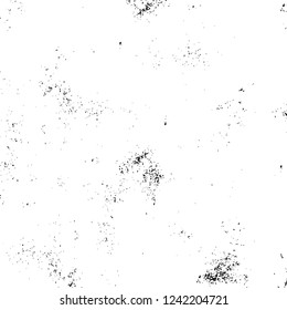 Grunge overlay layer. Abstract black and white vector background. Monochrome vintage surface with dirty pattern in cracks, spots, dots. Old wall in dark horror style design
