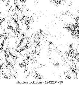 Grunge overlay layer. Abstract black and white vector background. Monochrome vintage surface with dirty pattern in cracks, spots, dots. Old wall in dark horror style design