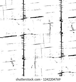 Grunge overlay layer. Abstract black and white vector background. Monochrome vintage surface with dirty pattern in cracks, spots, dots. Old wall in dark horror style design