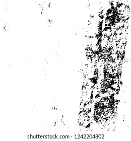 Grunge overlay layer. Abstract black and white vector background. Monochrome vintage surface with dirty pattern in cracks, spots, dots. Old wall in dark horror style design