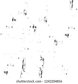 Grunge overlay layer. Abstract black and white vector background. Monochrome vintage surface with dirty pattern in cracks, spots, dots. Old wall in dark horror style design