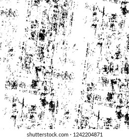 Grunge overlay layer. Abstract black and white vector background. Monochrome vintage surface with dirty pattern in cracks, spots, dots. Old wall in dark horror style design