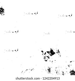 Grunge overlay layer. Abstract black and white vector background. Monochrome vintage surface with dirty pattern in cracks, spots, dots. Old wall in dark horror style design
