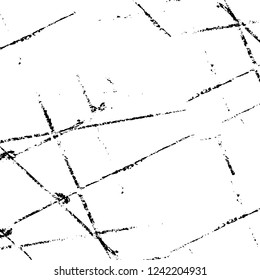 Grunge overlay layer. Abstract black and white vector background. Monochrome vintage surface with dirty pattern in cracks, spots, dots. Old wall in dark horror style design