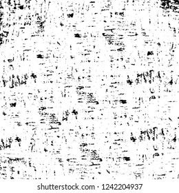 Grunge overlay layer. Abstract black and white vector background. Monochrome vintage surface with dirty pattern in cracks, spots, dots. Old wall in dark horror style design