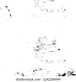 Grunge overlay layer. Abstract black and white vector background. Monochrome vintage surface with dirty pattern in cracks, spots, dots. Old wall in dark horror style design