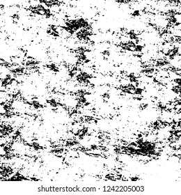 Grunge overlay layer. Abstract black and white vector background. Monochrome vintage surface with dirty pattern in cracks, spots, dots. Old wall in dark horror style design