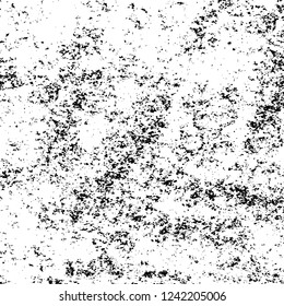 Grunge overlay layer. Abstract black and white vector background. Monochrome vintage surface with dirty pattern in cracks, spots, dots. Old wall in dark horror style design