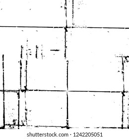 Grunge overlay layer. Abstract black and white vector background. Monochrome vintage surface with dirty pattern in cracks, spots, dots. Old wall in dark horror style design