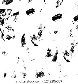 Grunge overlay layer. Abstract black and white vector background. Monochrome vintage surface with dirty pattern in cracks, spots, dots. Old wall in dark horror style design