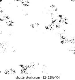 Grunge overlay layer. Abstract black and white vector background. Monochrome vintage surface with dirty pattern in cracks, spots, dots. Old wall in dark horror style design