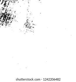 Grunge overlay layer. Abstract black and white vector background. Monochrome vintage surface with dirty pattern in cracks, spots, dots. Old wall in dark horror style design