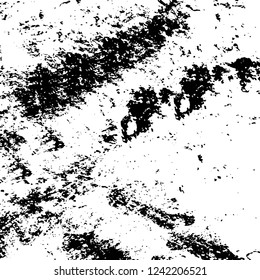Grunge overlay layer. Abstract black and white vector background. Monochrome vintage surface with dirty pattern in cracks, spots, dots. Old wall in dark horror style design