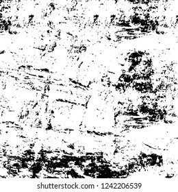 Grunge overlay layer. Abstract black and white vector background. Monochrome vintage surface with dirty pattern in cracks, spots, dots. Old wall in dark horror style design