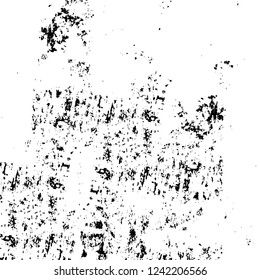 Grunge overlay layer. Abstract black and white vector background. Monochrome vintage surface with dirty pattern in cracks, spots, dots. Old wall in dark horror style design